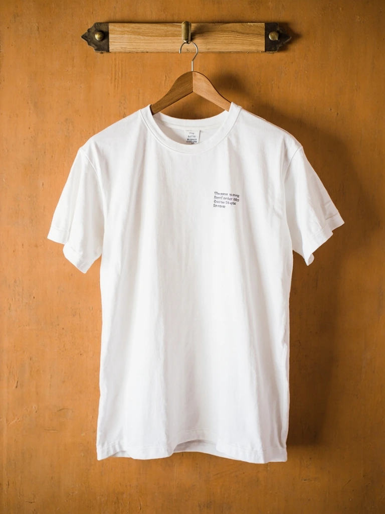 Be Still classic crew in white, lifestyle view
