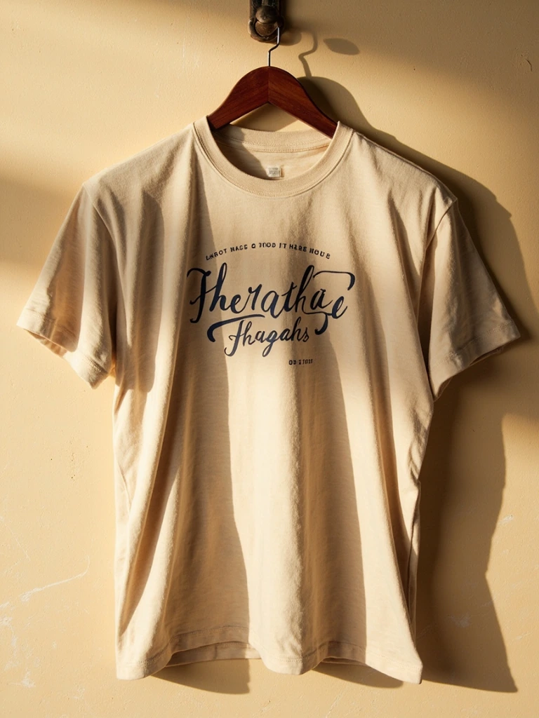 It Is Finished heavyweight tee in heather oat, lifestyle view