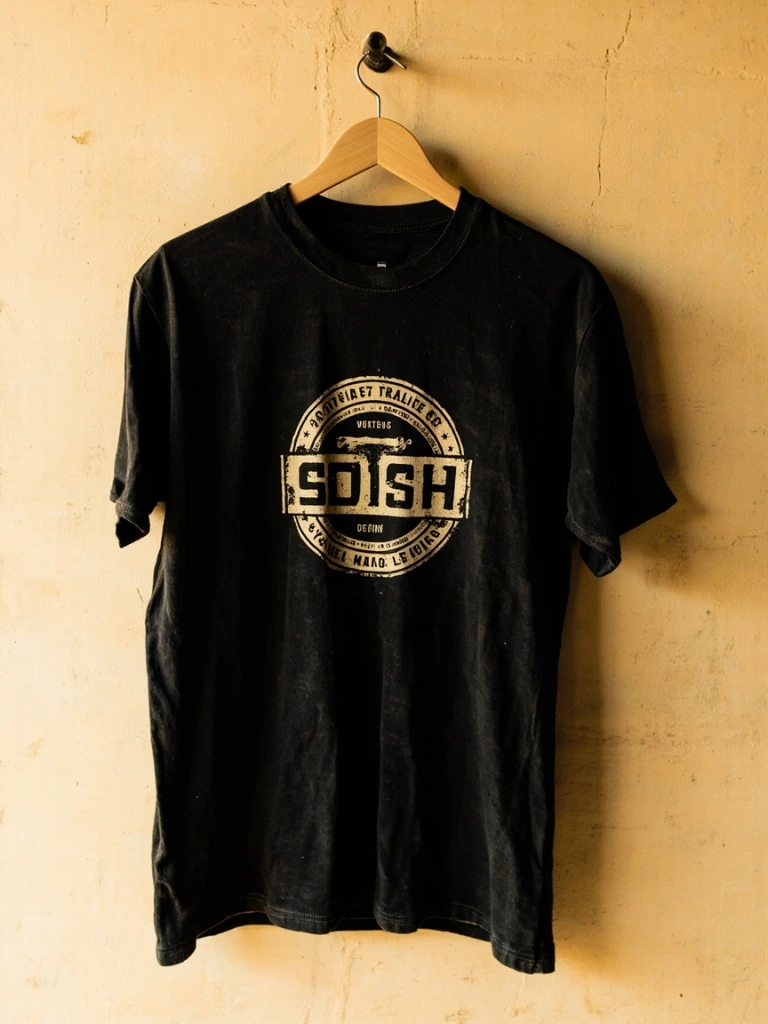 Faith Works badge tee in washed black, lifestyle view