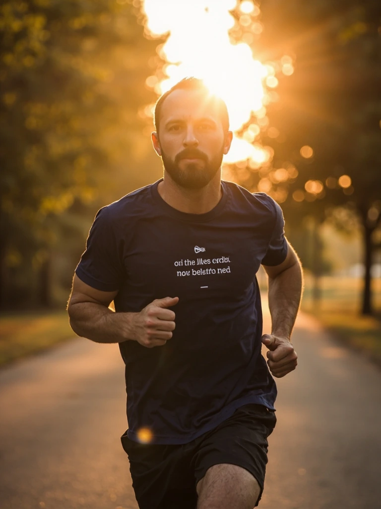 Man wearing a scripture tee on a dawn run