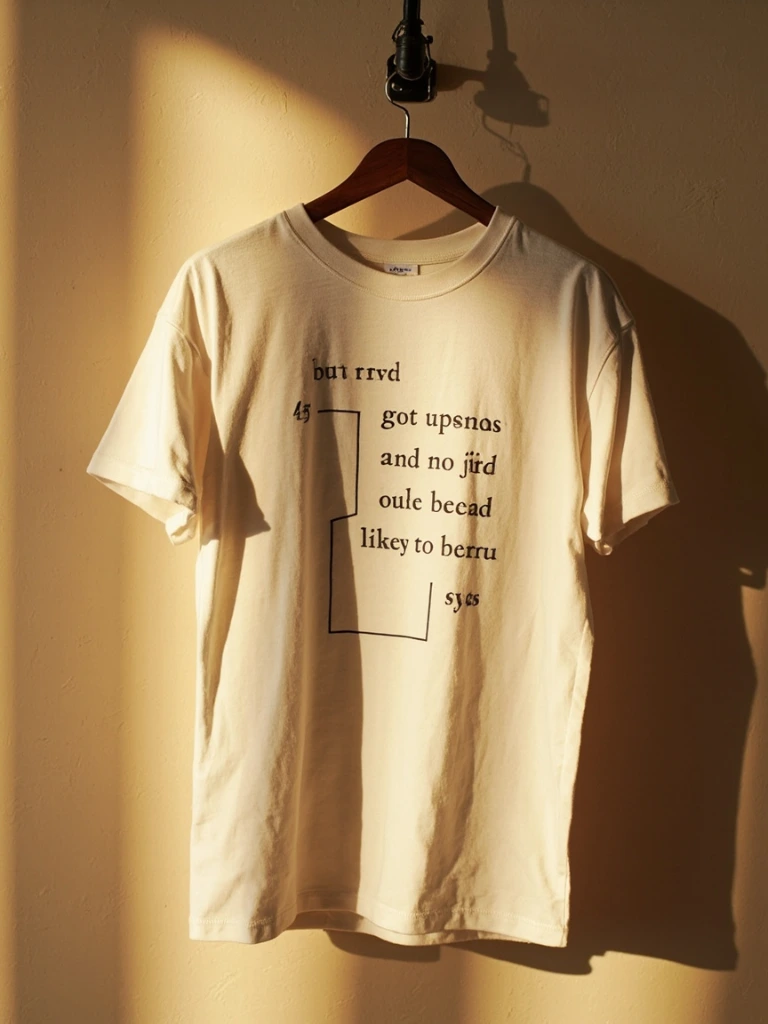 Same scripture tee on a hanger against a sunlit wall