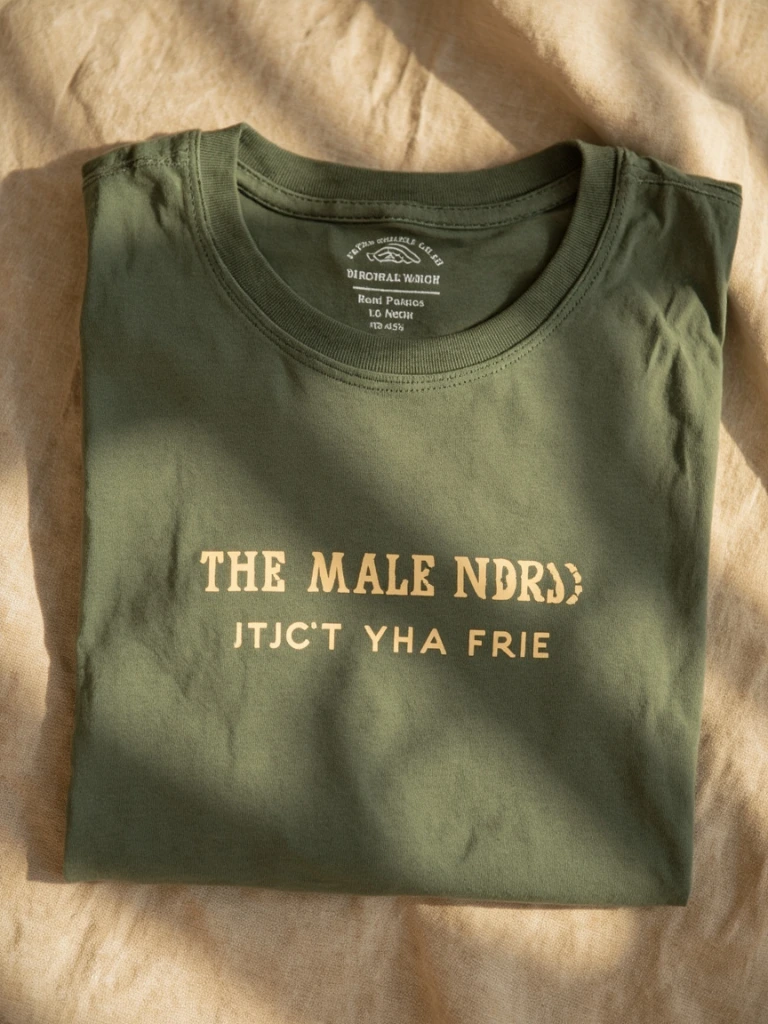 Psalm 23 scripture tee in sage green folded on linen